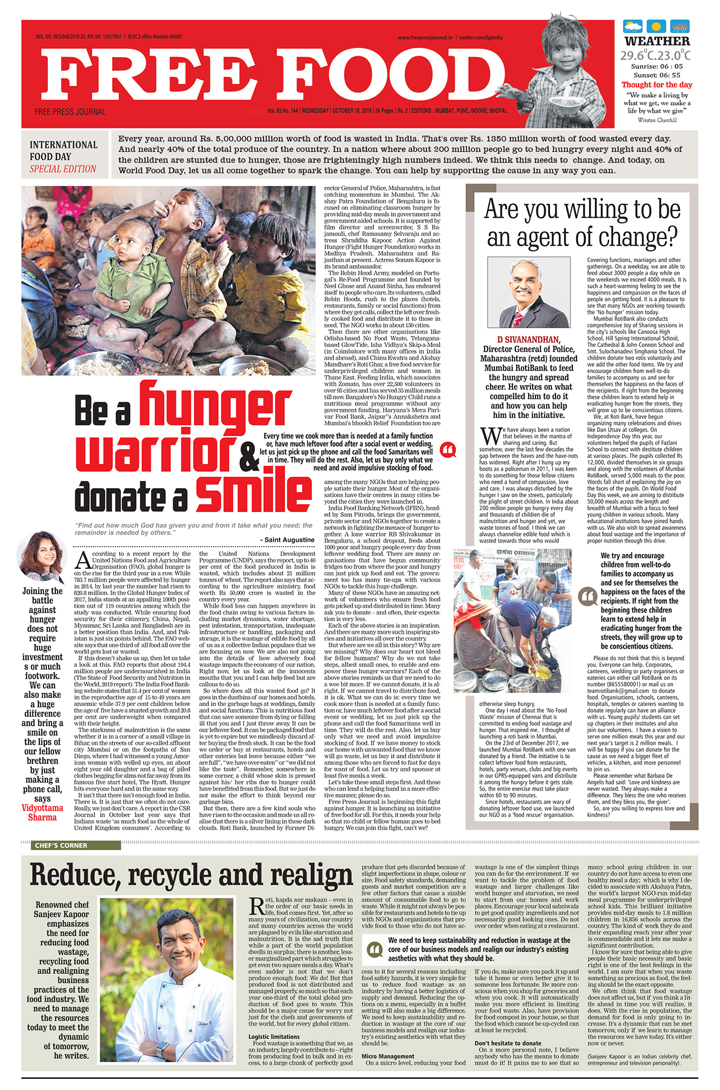 Free Press Journal changes its masthead to Free Food Journal designed by Taproot Dentsu India