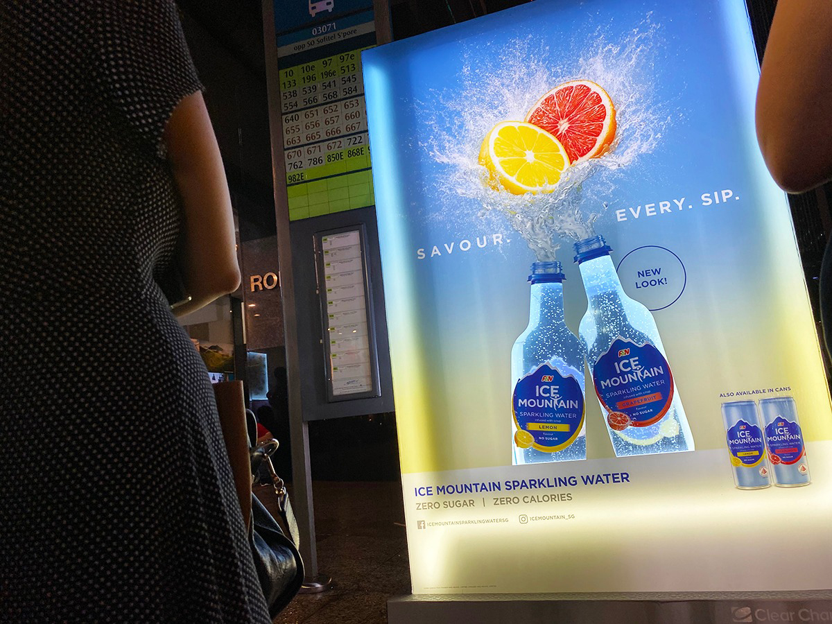 Cheil Singapore and F&N fizz up on Clear Channel’s OOH to launch the Ice Mountain unsweetened sparkling water series