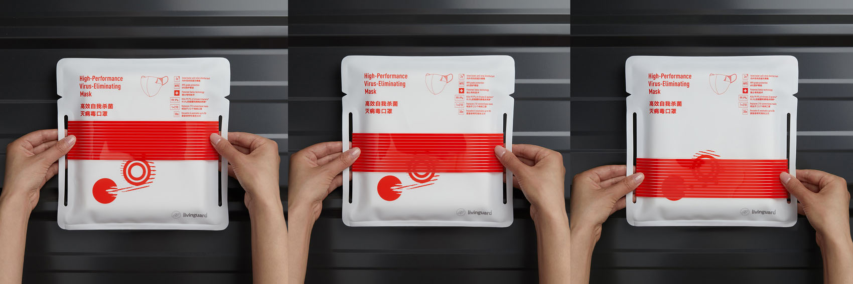 Livinguard develops playful packaging design: A Mask That Ate The Virus