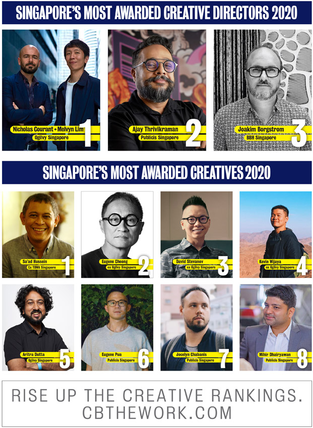 Ogilvy named 2020 Singapore Creative Agency of the Year following the release of Campaign Brief Asia’s Creative Rankings: Sa’ad Hussein + Eugene Cheong lead Singapore’s Hottest Creatives ranking