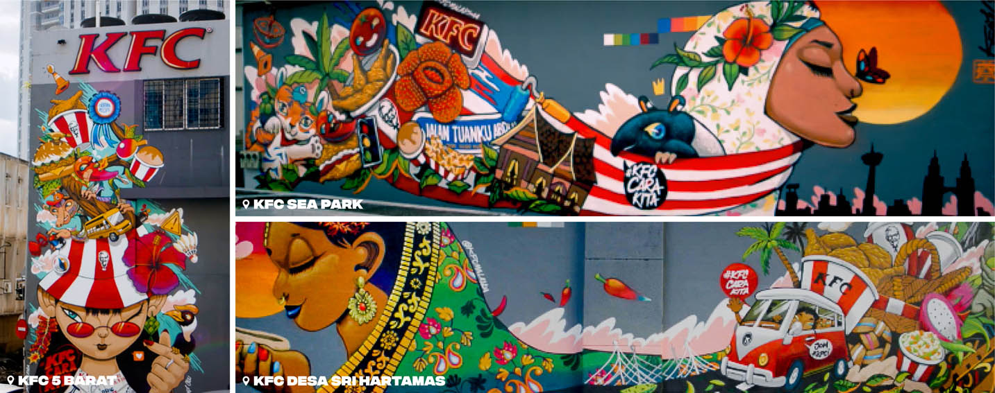 Naga DDB Tribal Malaysia teams up with local street artist, Kenji Chai to create three murals on KFC’s walls expressing Malaysian culture