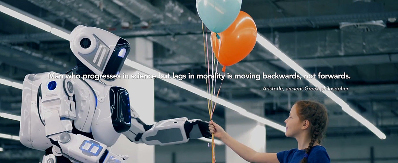 Tencent Shenzhen showcases documentary montage of historical figures and quotes to show how tech should be for good