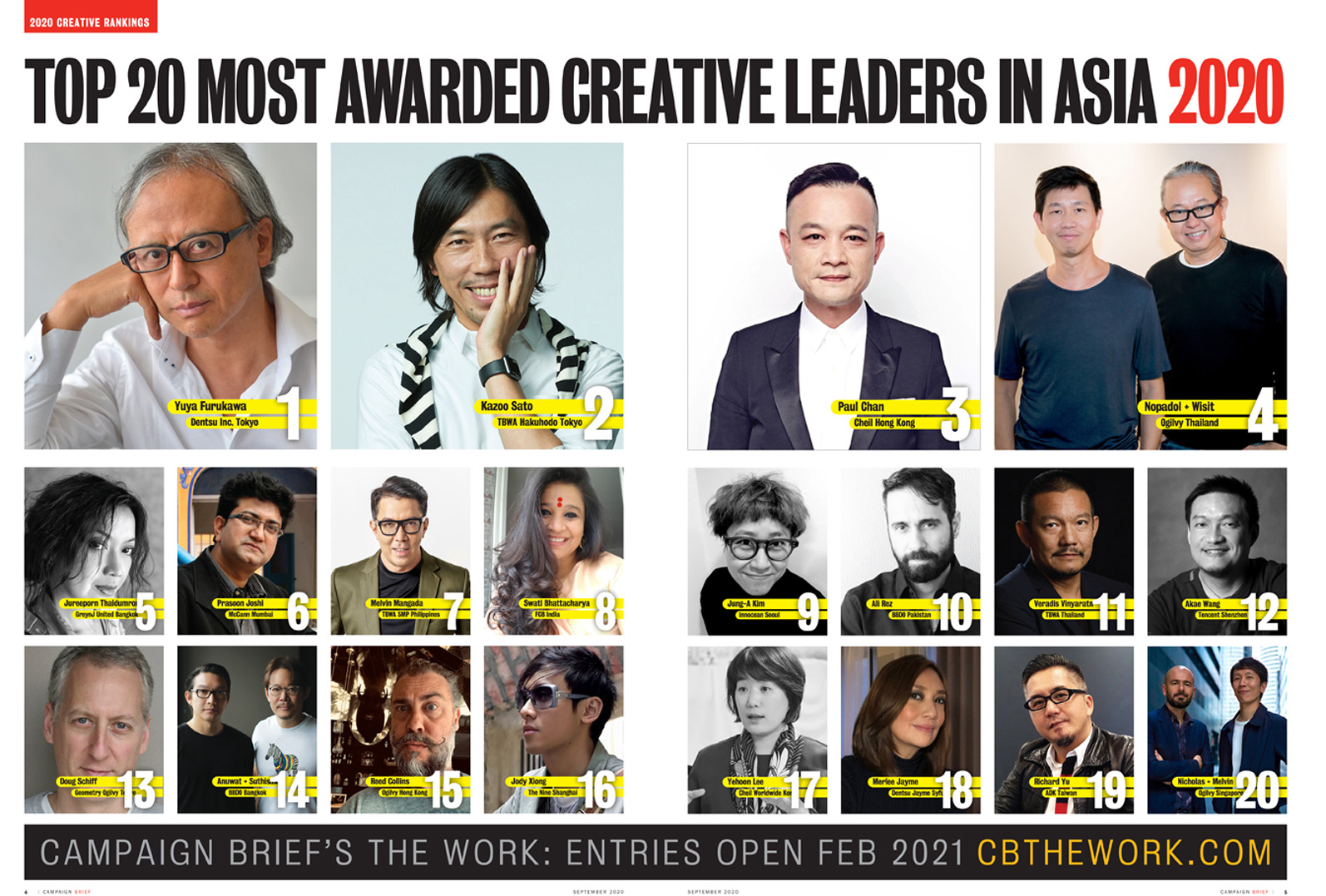 Download the complete 2020 Campaign Brief Asia Creative Rankings: The 227 most awarded agencies + 2147 most awarded individual creatives ranked