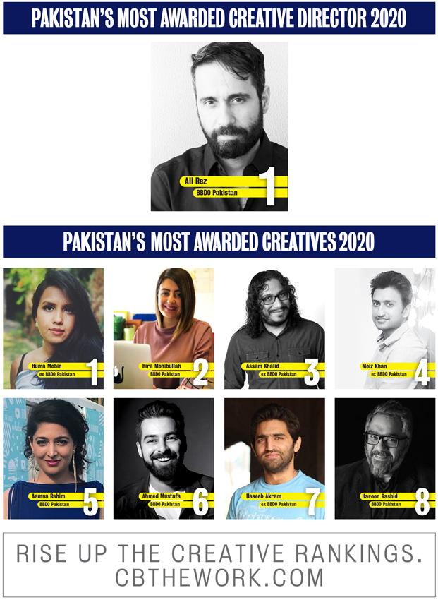 BBDO takes out Campaign Brief Asia’s 2020 Pakistan Agency of the Year award: Current and former BBDO creatives fill every position on the Hottest Creatives Ranking