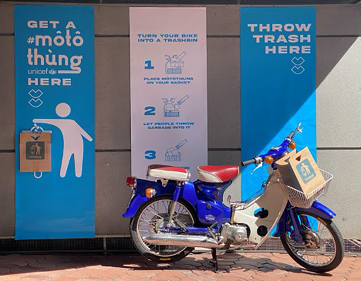 UNICEF Vietnam turns motorbikes into public trashcans via Happiness Saigon