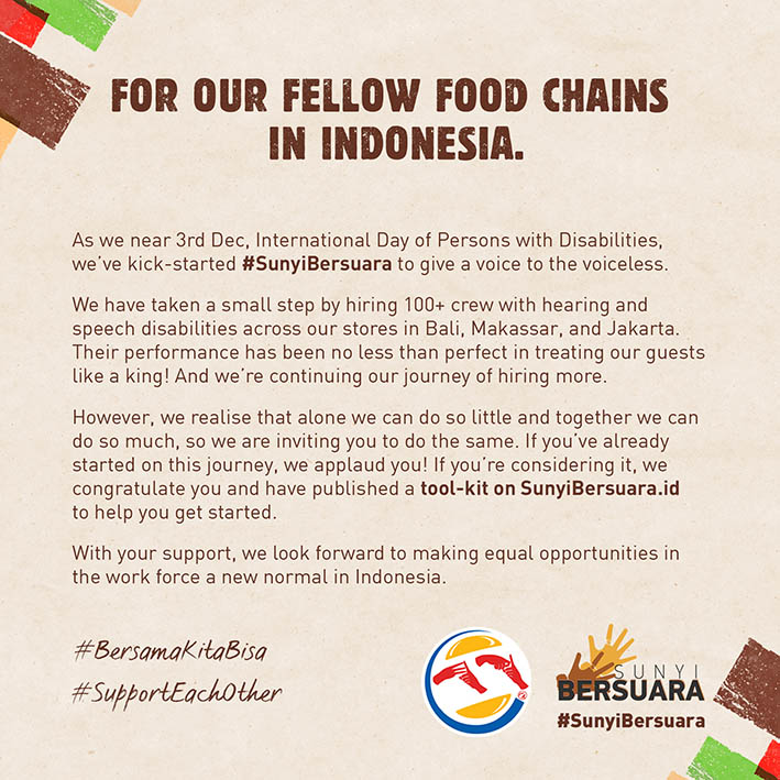 Burger King Indonesia’s open letter social initiative gives a voice to the silent