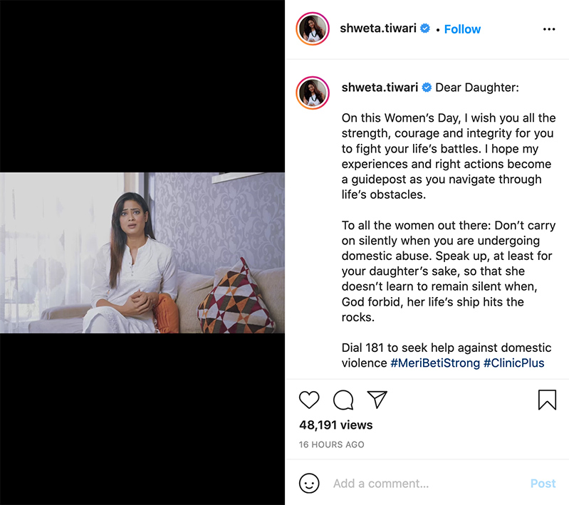 Indian actress Shweta Tiwari narrates a heartfelt letter to her 20-year-old daughter on International Women’s Day