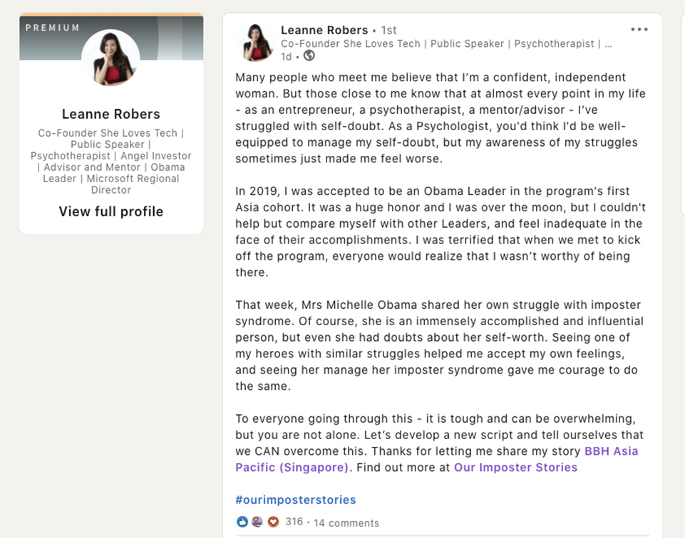 LinkedIn users reveal their insecurities via BBH Singapore’s Barn Internship Program ‘Our Imposter Stories’ campaign