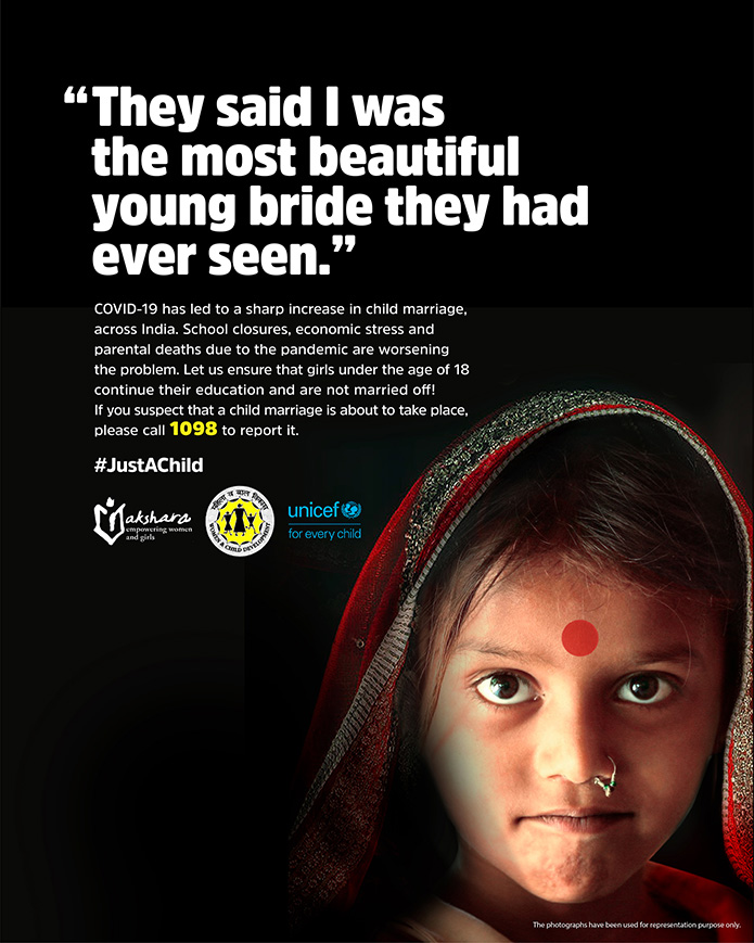 82.5 Communications India launches #JustAChild campaign for Akshara Centre and UNICEF raising awareness on child marriages