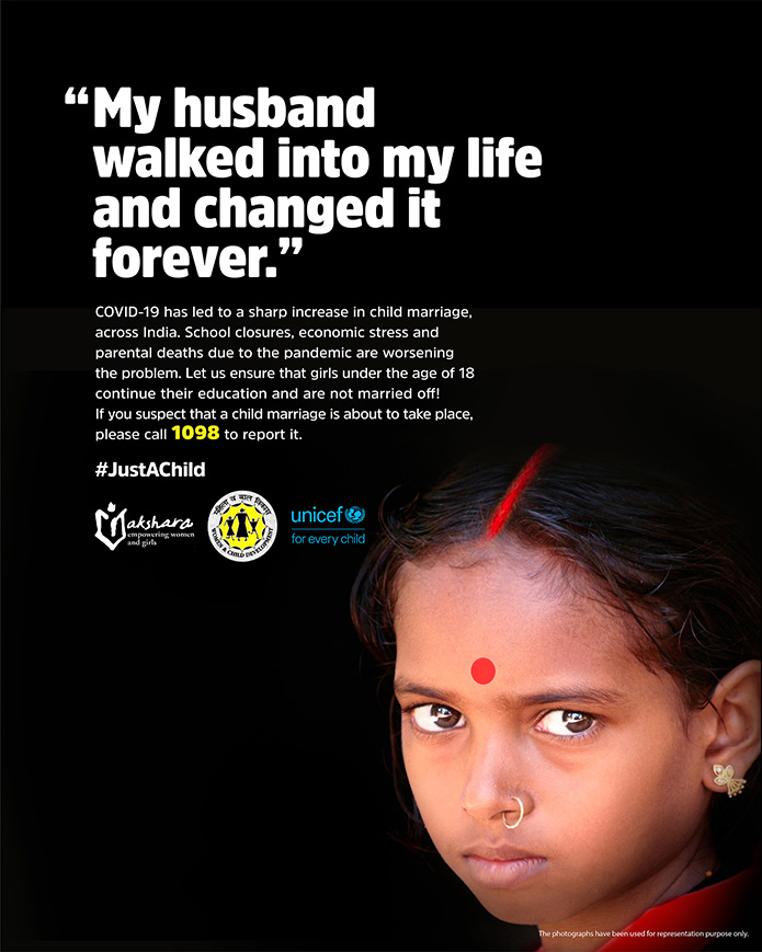 82.5 Communications India launches #JustAChild campaign for Akshara Centre and UNICEF raising awareness on child marriages