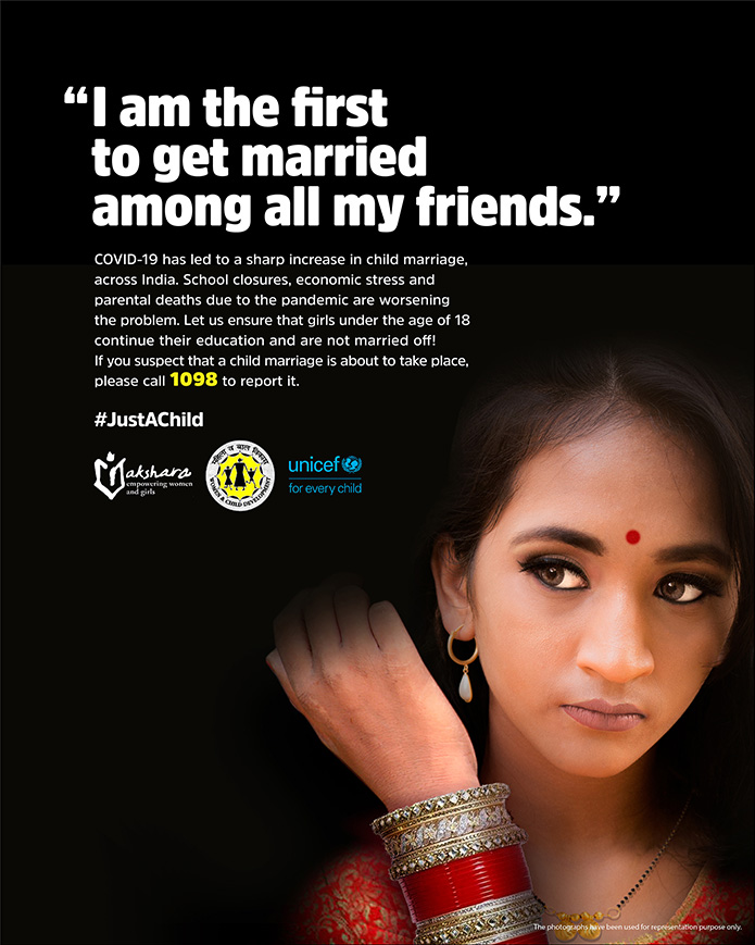 82.5 Communications India launches #JustAChild campaign for Akshara Centre and UNICEF raising awareness on child marriages