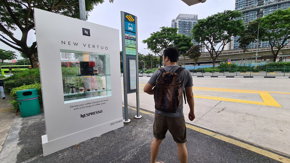 Nespresso & Clear Channel Singapore turn heads with New Vertuo 3D bus shelter executions