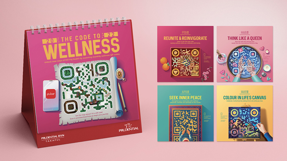 Prudential and Naga DDB Tribal Malaysia create QR calendar showing the code to wellness