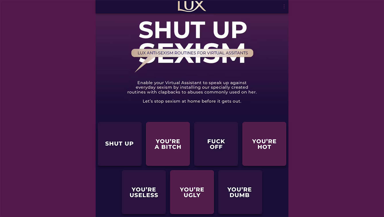 Wunderman Thompson Singapore and Lux empower virtual assistant’s to tackle sexism