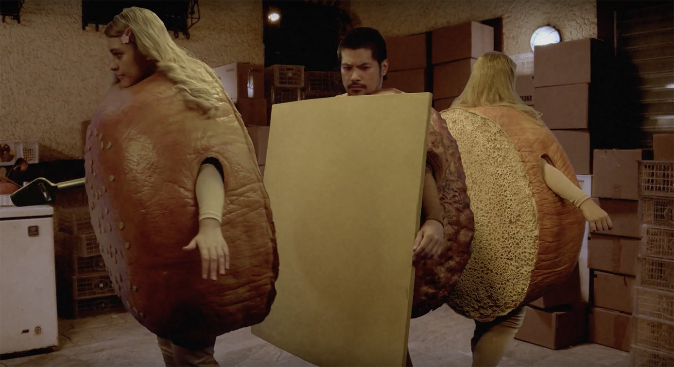 A crazy burger patty chases a block of cheese in GIGIL Philippines spot for Danes Cheese Slices