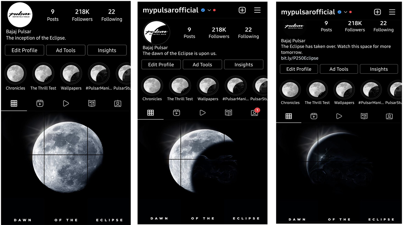 Bajaj launches the new Brooklyn Black range with an eclipse on Instagram + YouTube via Ogilvy