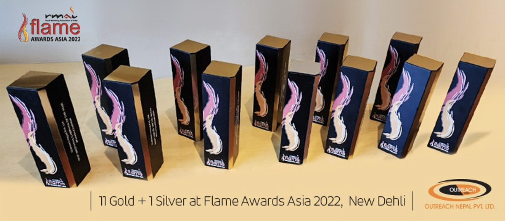 Outreach Nepal takes home 11 Gold and 1 Silver from the Flame Awards Asia 2022