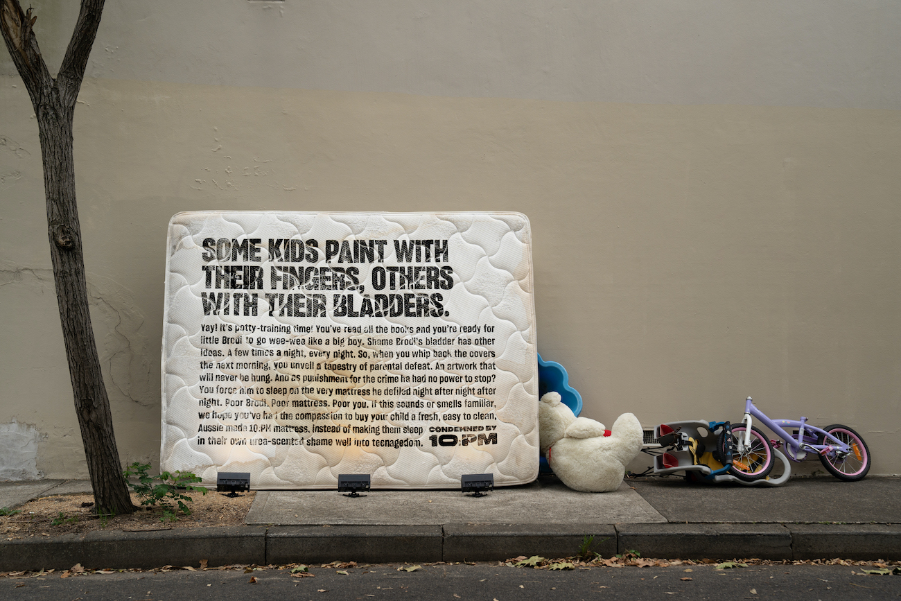 Seen+Noted: 10:PM turns abandoned mattresses into unmissable media via Howatson+Company