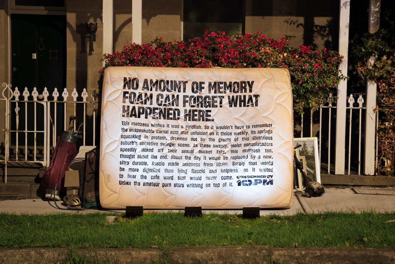 Seen+Noted: 10:PM turns abandoned mattresses into unmissable media via Howatson+Company