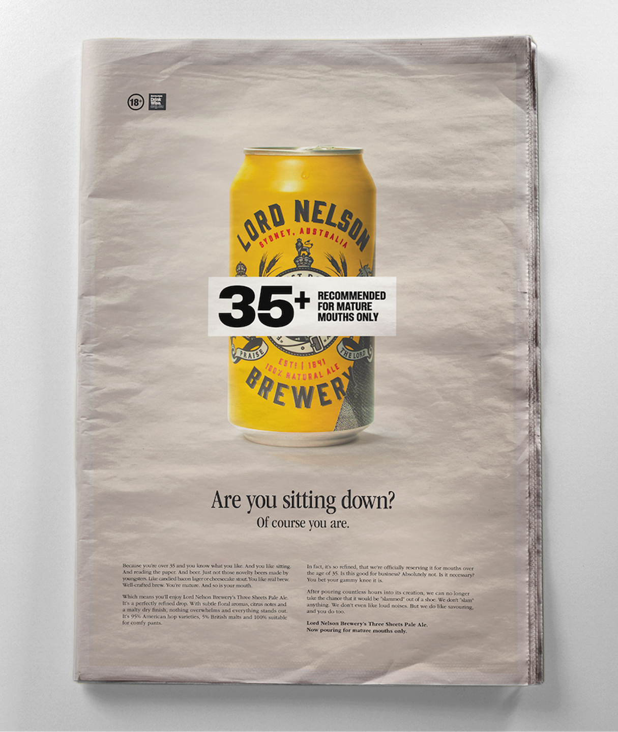 Seen+Noted: Lord Nelson Brewery raises the drinking age of Three Sheets Pale Ale to 35+