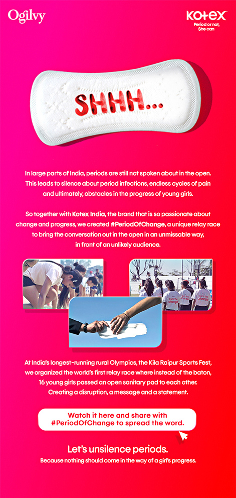 Kotex and Ogilvy India launch a unique relay race to normalize period conversations around India