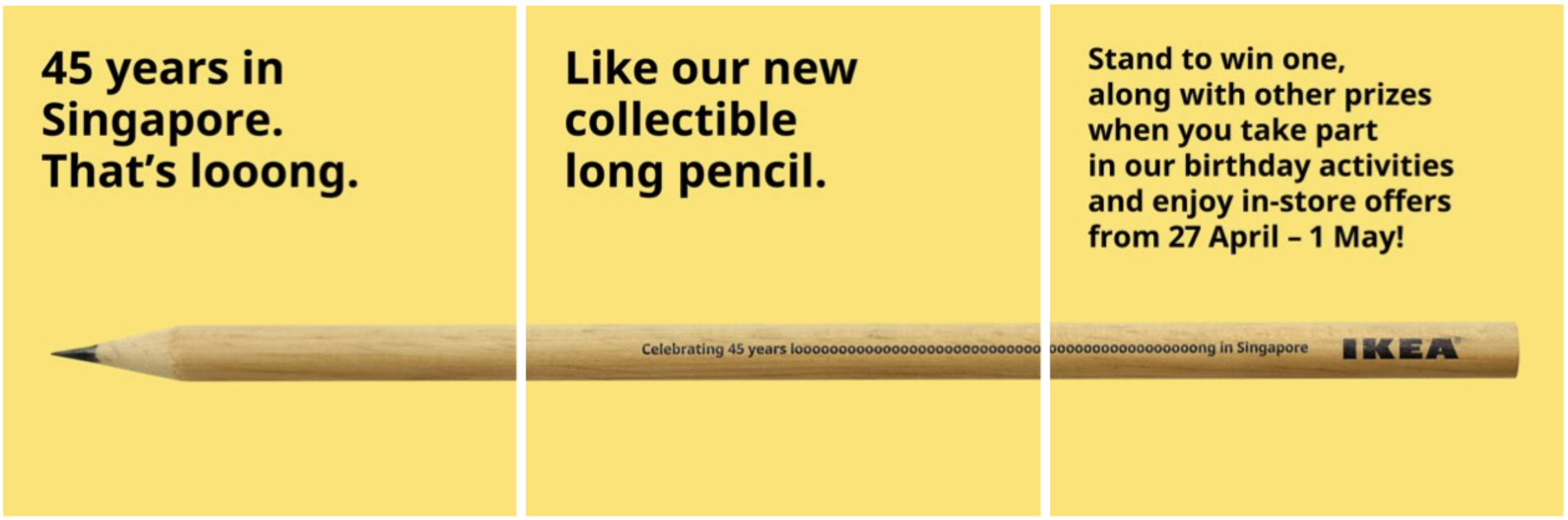 IKEA marks 45 years in Singapore by making its iconic pencil extra long via TBWA\Singapore