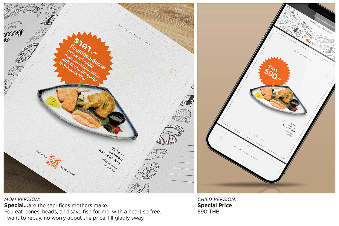 ZEN restaurant conceals prices with moms’ heartfelt stories to celebrate Mother’s Day