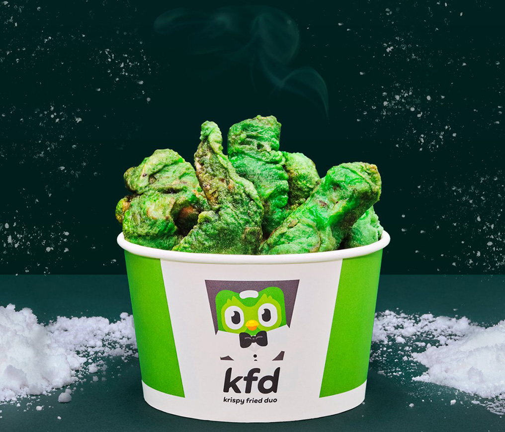 Duolingo and UltraSuperNew offer buckets of fried ‘Chicken’ in exchange for people doing their lessons during the holidays