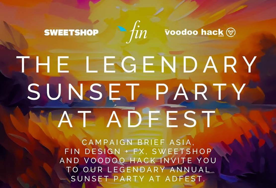 AT ADFEST IN PATTAYA? YOU’RE INVITED TO OUR LEGENDARY SUNSET PARTY SPONSORED BY SWEETSHOP, FIN DESIGN + FX AND VOODOO HACK – TODAY!