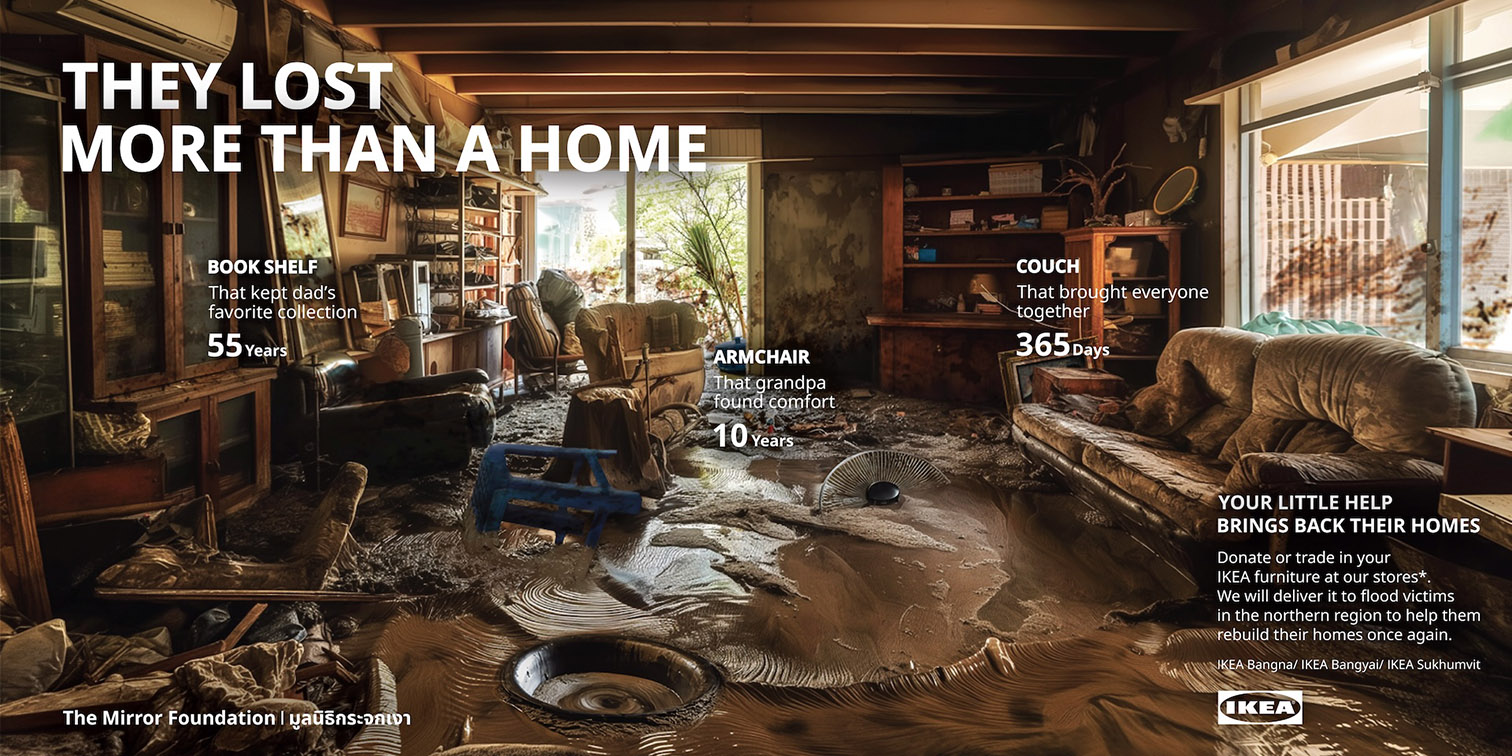 IKEA and VML Thailand encourage donations for flood victims via “Flooded Room” campaign