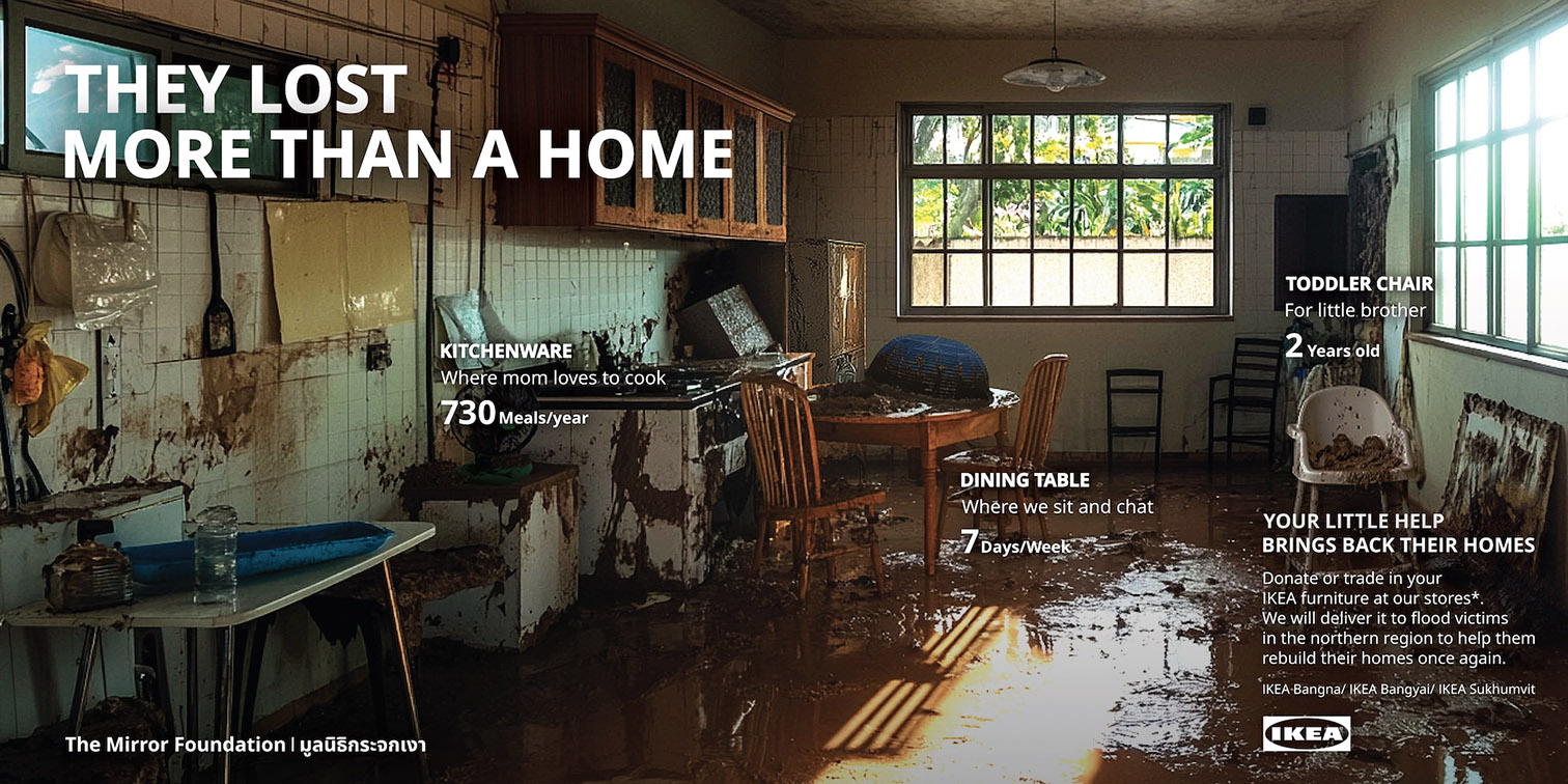 IKEA and VML Thailand encourage donations for flood victims via “Flooded Room” campaign