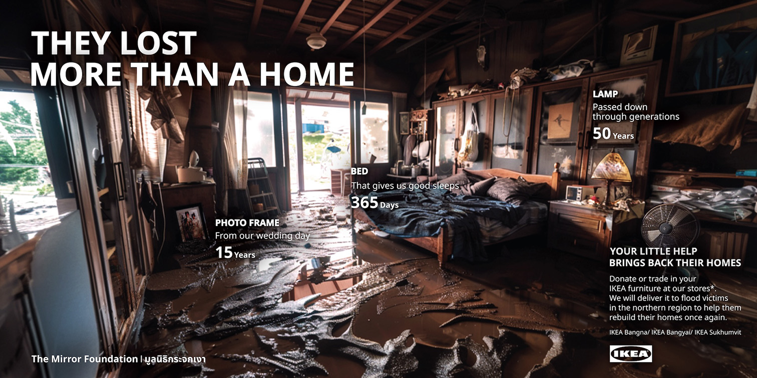 IKEA and VML Thailand encourage donations for flood victims via “Flooded Room” campaign