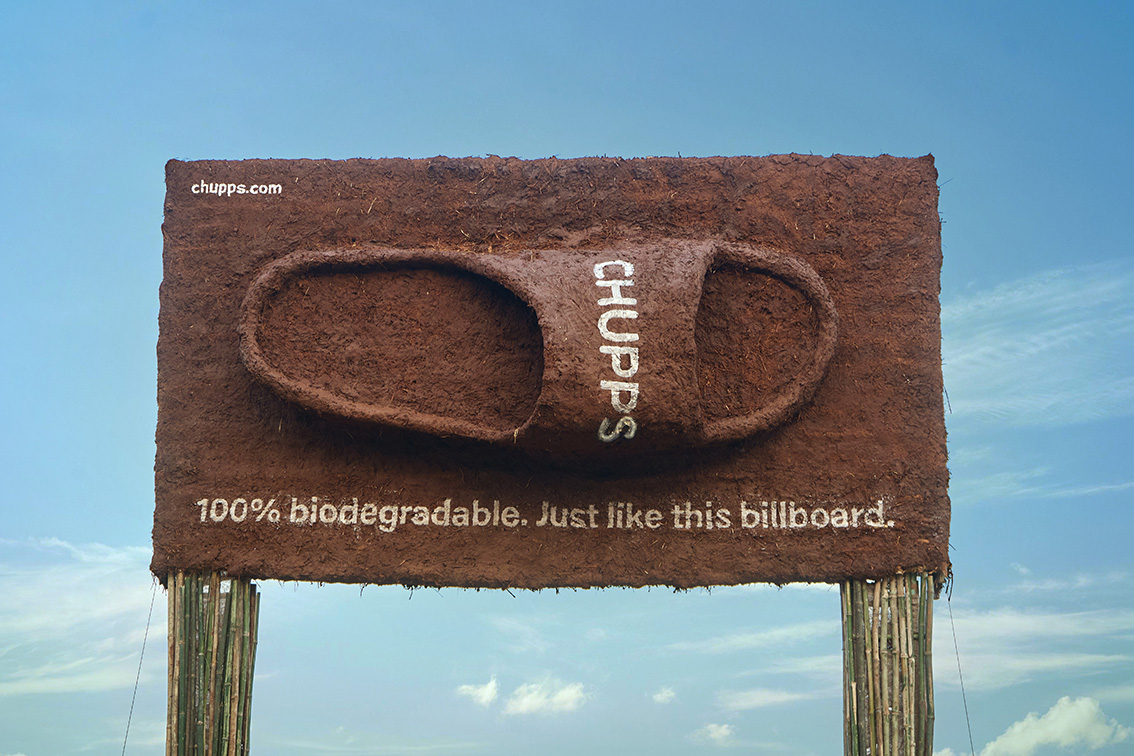 INTO Creative + Chupps Footwear make an impact with India’s first biodegradable billboard