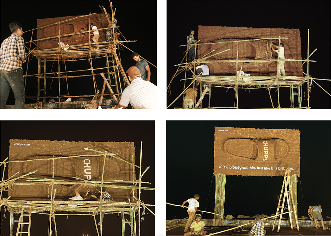INTO Creative + Chupps Footwear make an impact with India’s first biodegradable billboard