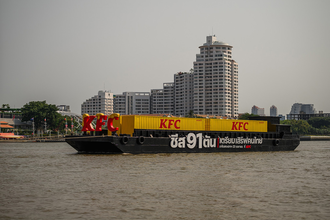 KFC Thailand launches “Cheesy Lava” with 91-ton cheese river stunt in Bangkok